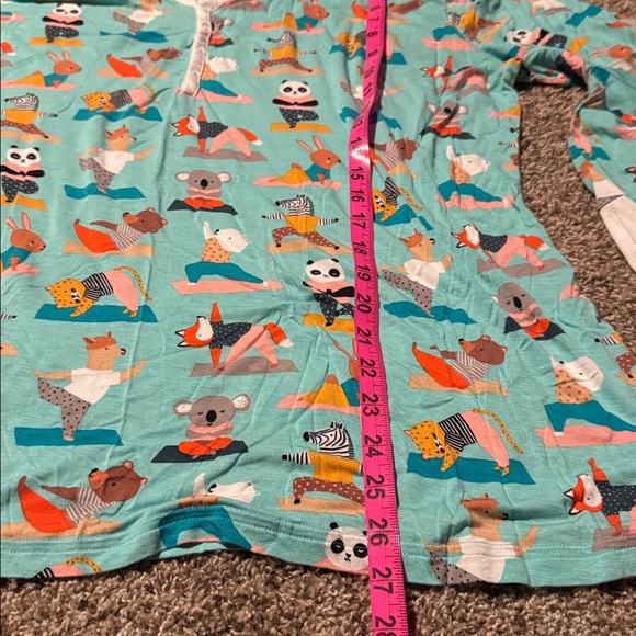 Little Sleepies yoga animals on aqua snap-Henley long sleeve top (XXL) - EUC! - Picture 5 of 10